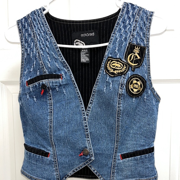 Eckored Tops - Eckored Women's Denim Vest (M/M/M)